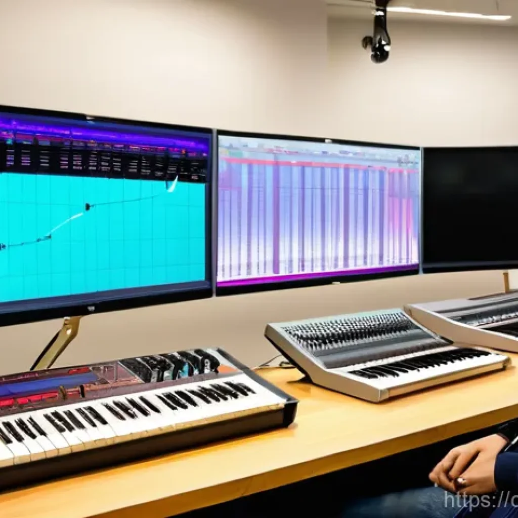 작곡가의 창작 과정에서의 협업 - **Prompt 1: Global K-Pop Song Camp in Action**
    A vibrant, modern music studio bustling with crea...