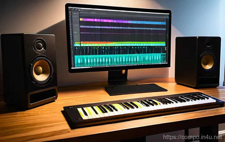 작곡가의 업무 진행 관리 - **Prompt 1: The Organized Composer's Sanctuary**
    A highly detailed, realistic image of a modern ...